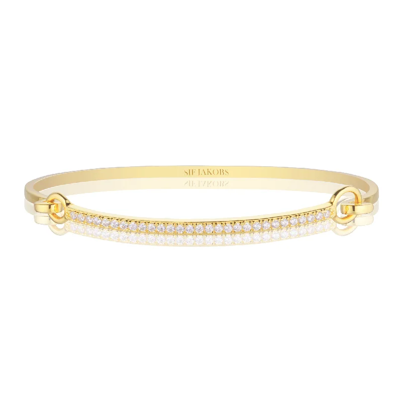 Stunning diamond bangles for women-Capizzi 18K Gold Plated Bangle w. Zirconias