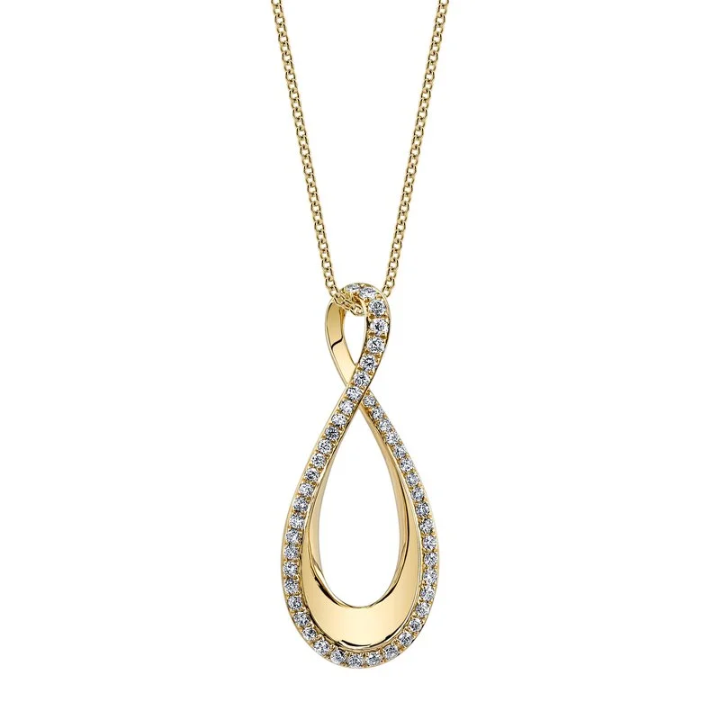 Elegant silver necklaces with diamonds-14K Yellow Gold 0.38ct. Swirling Diamond Fashion Necklace