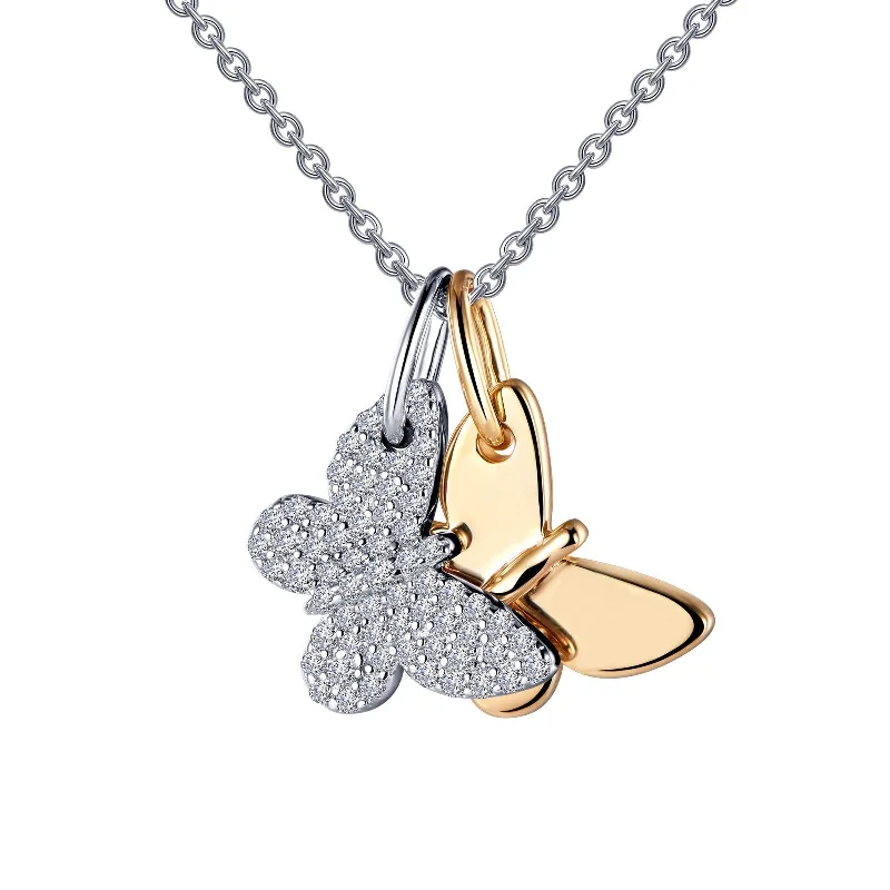 Simple yet elegant necklaces for women-Lafonn Simulated Diamond Butterfly Shadow Pendant Necklace P0238CLT20