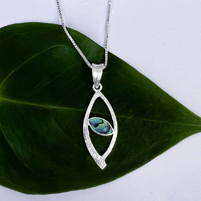 Affordable necklaces for women with diamonds-Abalone Oval Necklace - Sterling Silver, Indonesia