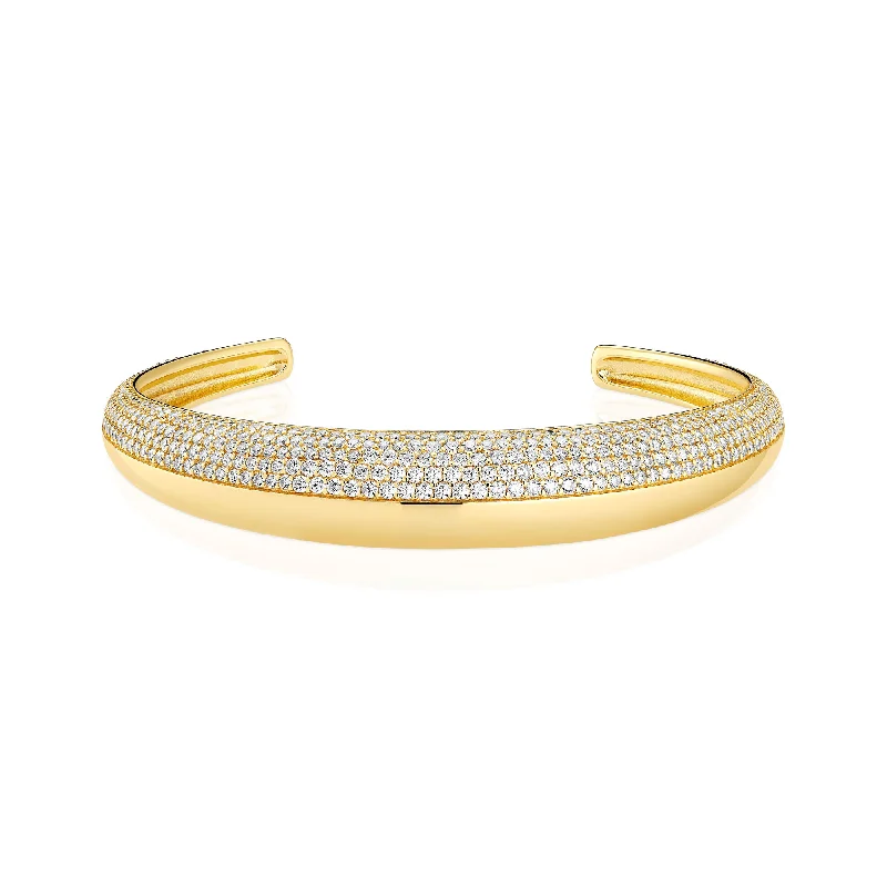 Beautiful gold bangles for women-Fasano Gold Plated Bangle w. Zirconia