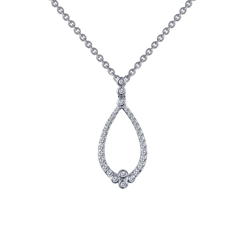 Unique layered necklaces for women-Lafonn Simulated Diamond Open Teardrop Necklace N0037CLP