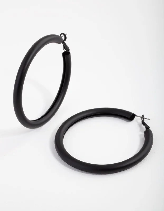 Custom earrings for women with birthstones-Matte Tube Hoop Earrings