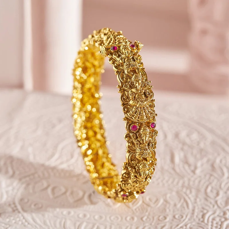 Beautiful gold bangles for women-Silver Temple Bangle 151663