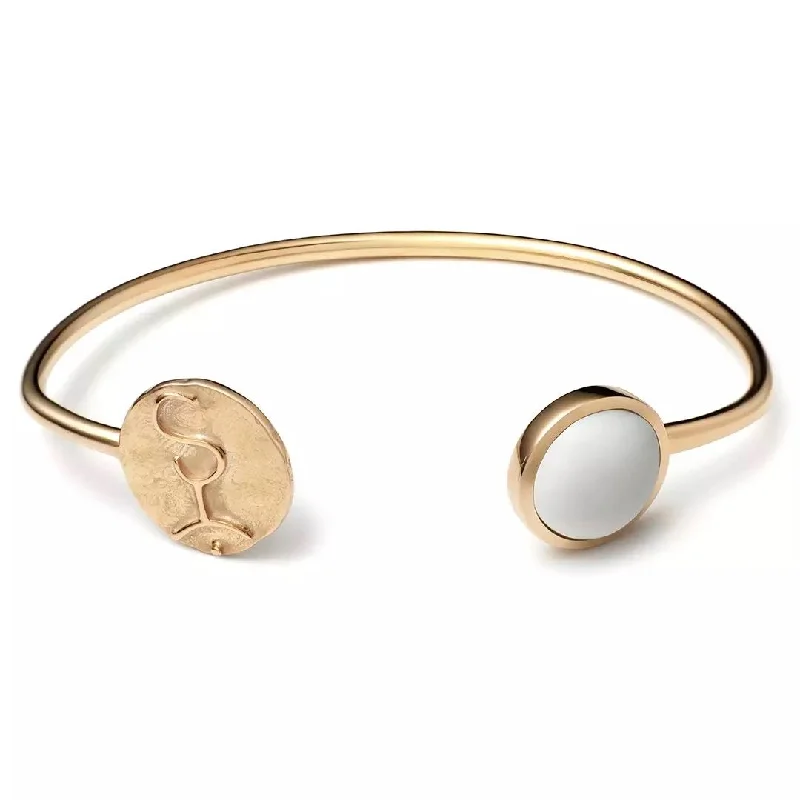 Unique bangles for women with modern designs-Cosmos Circle | Key Of Connection Silver Bangle w. White Agate