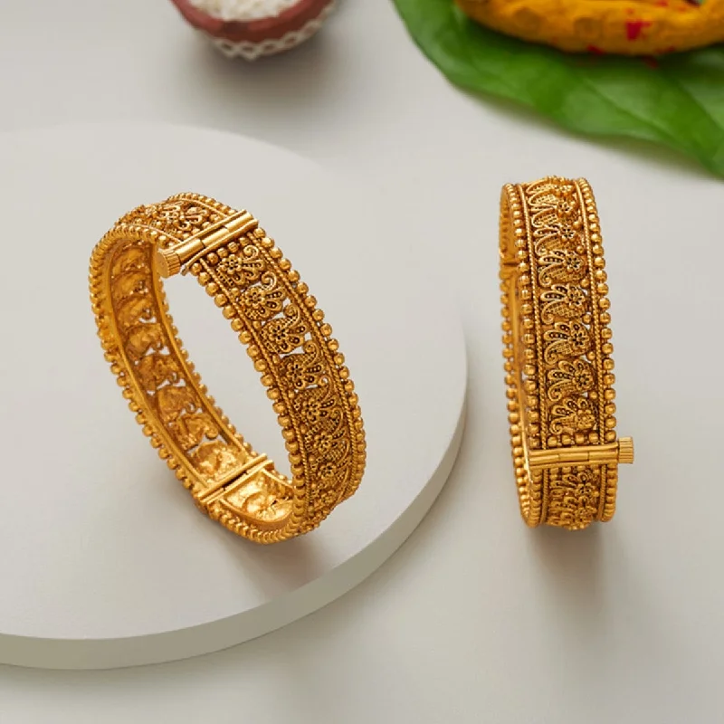 Beautiful gold bangles for women-Antique Bangle 166017