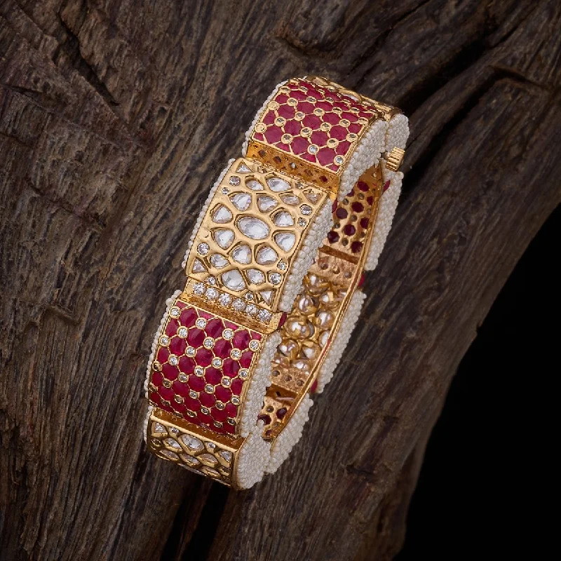 Stunning gemstone bangles with gold accents-Kundan Bangle 167832