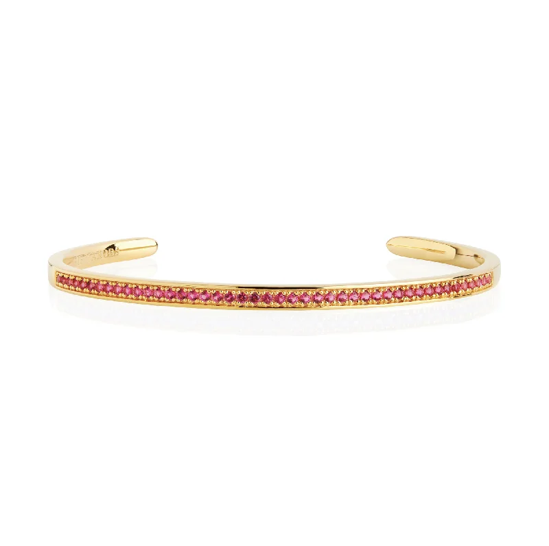 Beautiful vintage-inspired bangles for women-Valiano Gold Plated Bangle w. Red Zirconias