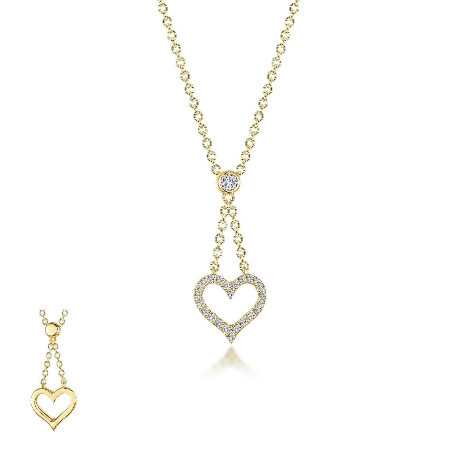 Women’s choker necklaces with diamonds-Lafonn Simulated Diamond Reversible Cut-out Heart Necklace N0338CLG20