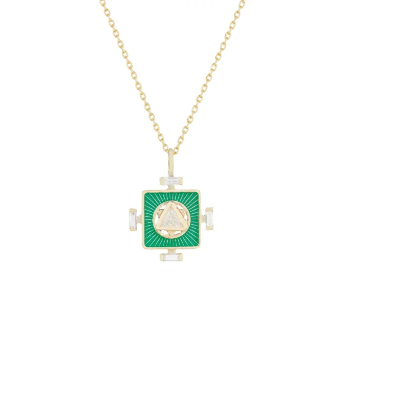 Stunning heart-shaped necklaces for women-Green Yantra Heart Chakra Pendant Necklace