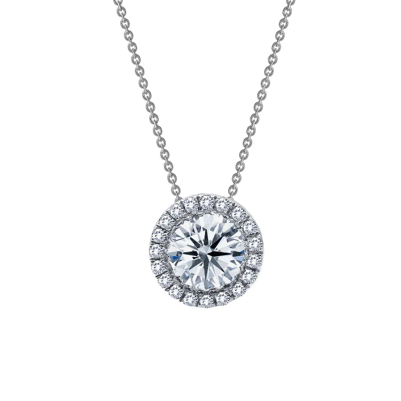 Women’s birthstone necklaces-Lafonn Simulated Diamond 1.03ct Halo Necklace N2005CLP