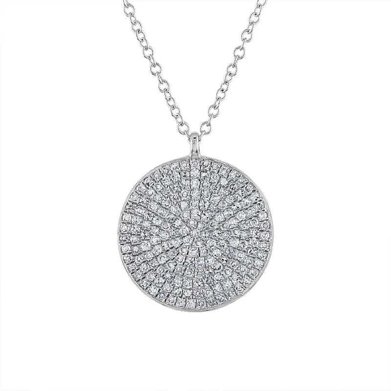 Elegant necklaces with ruby accents-14KT GOLD LARGE PAVE DIAMOND DISK NECKLACE