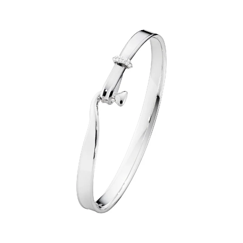 Custom bangles with charm pendants for women-Torun Silver Bangle w. Diamonds 0.08 ct