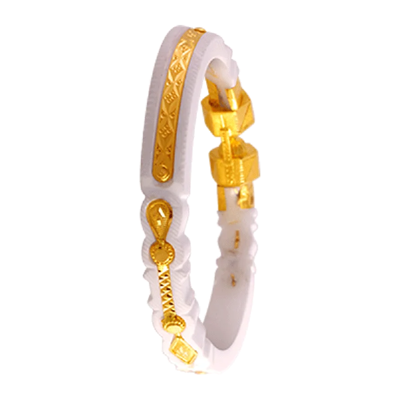 Women’s bracelets with intricate patterns-22KT Yellow Gold Sankha Bangle For Women