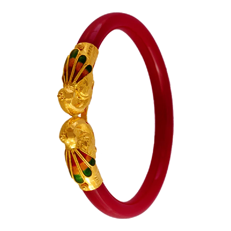 Women’s bracelets with simple metal designs-22KT Yellow Gold Pola Bangle For Women