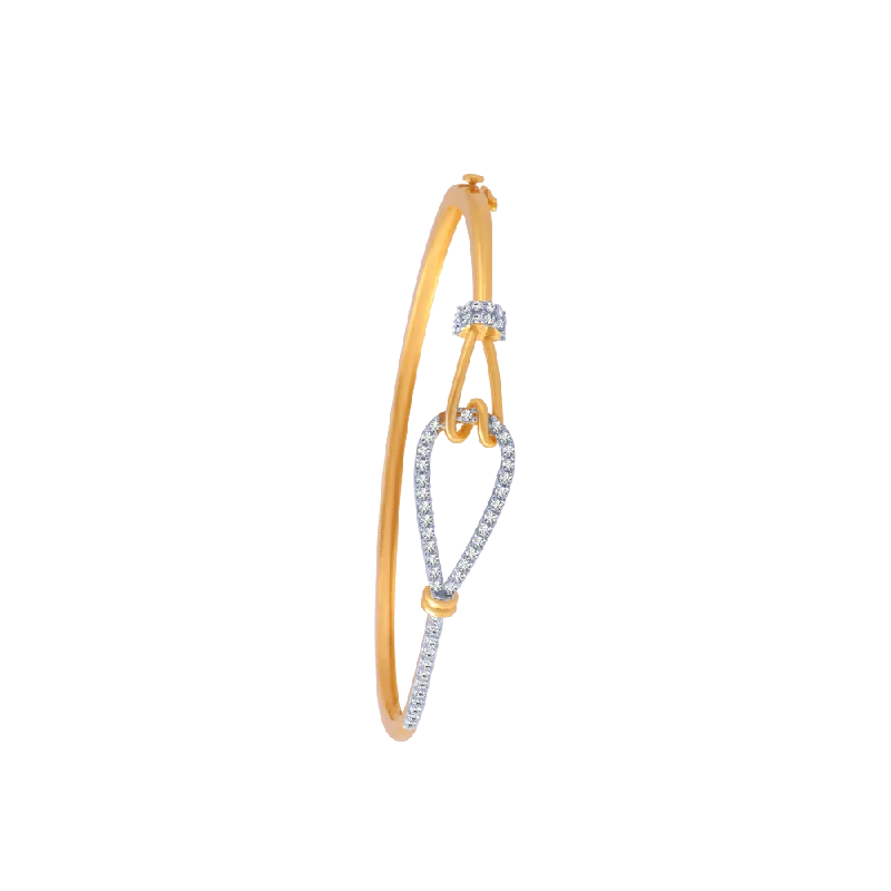 Custom bracelets for women with stones-14KT (585) Yellow Gold And American Diamond Bangle For Women