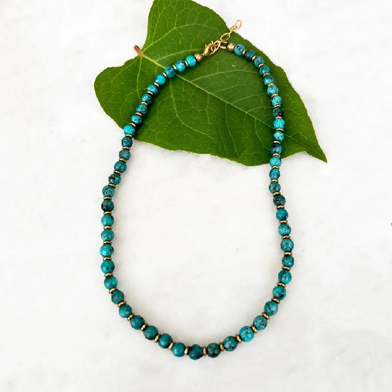 Custom necklaces with matching bracelets-Elegant Stone Necklace - Turquoise, India