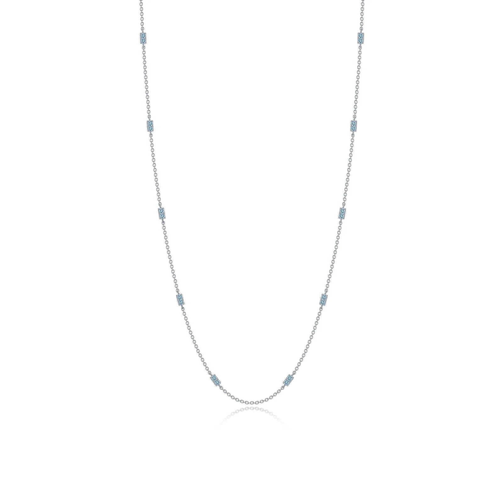 Fashionable necklaces for women with charms-Lafonn Simulated Diamond & Blue Topaz Adjustable Station Necklace N0321BTP18