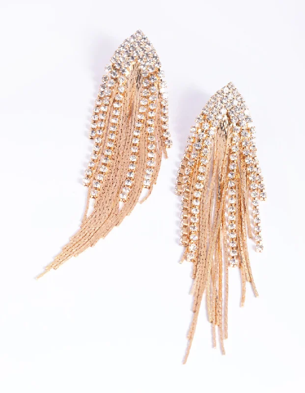 Elegant earrings with intricate designs-Gold Flat Chain Drop Earrings