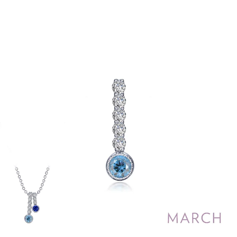 Beautiful necklaces for women with topaz stones-Lafonn March Birthstone Simulated Diamond & Aquamarine Large Love Pendant BP003AQP