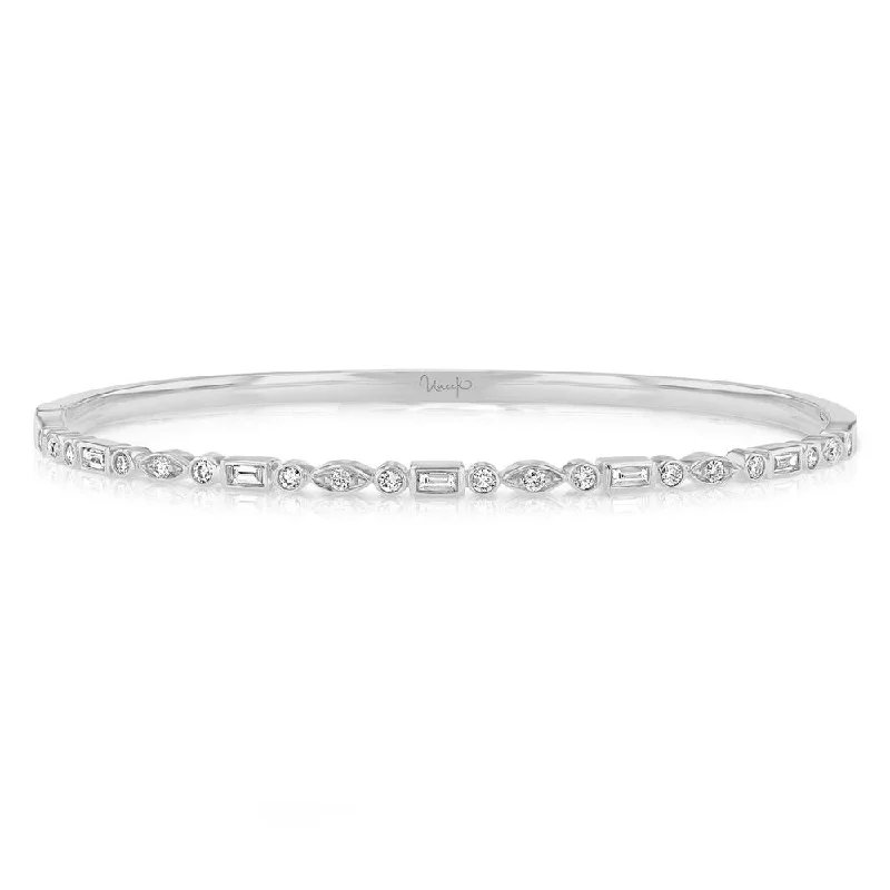 Women’s silver bracelets with gemstone charms-Uneek Stackable Collection 1-Row Stackable Bangle