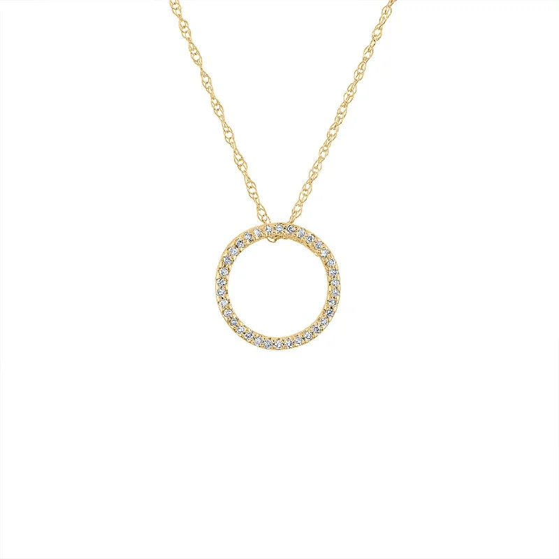 Women’s layered necklaces with beads-14KT GOLD SMALL DIAMOND OPEN CIRCLE NECKLACE