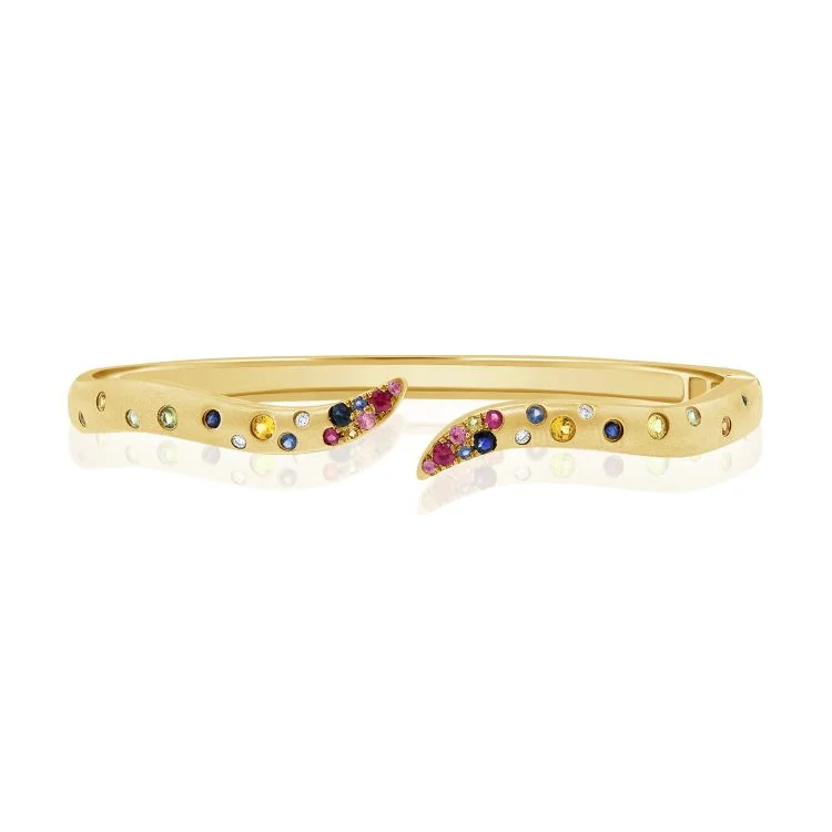 Elegant stacked bangles for women-Gemstone Confetti Wave Bangle