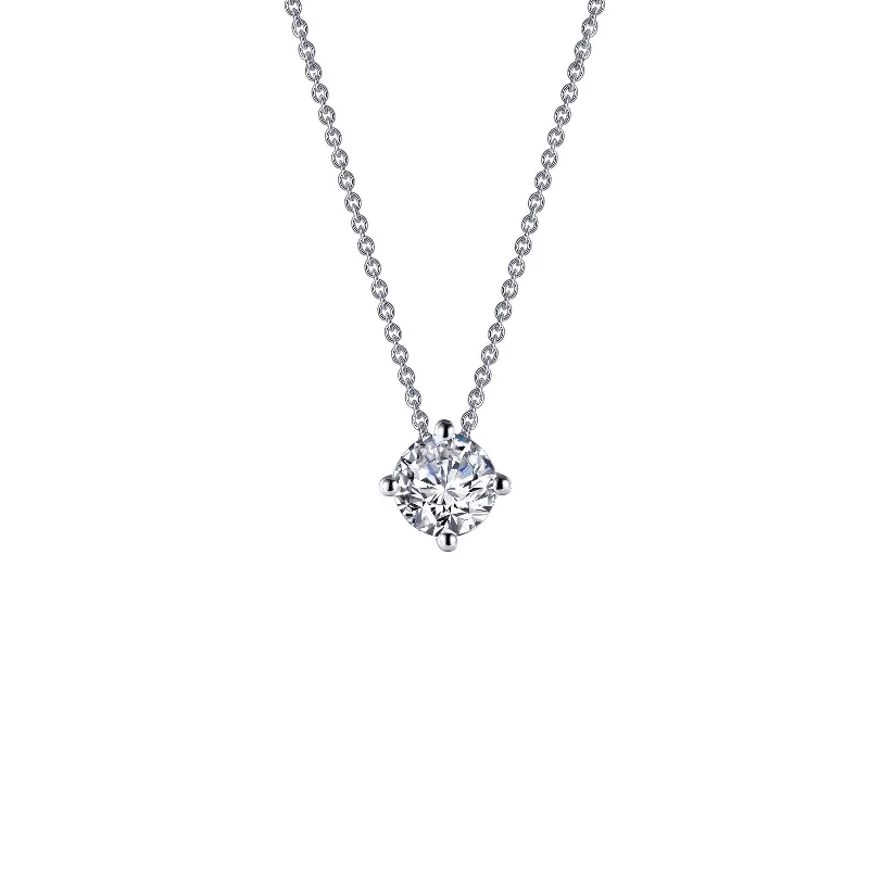 Bohemian-style necklaces for women-Lafonn Simulated Diamond 1.00ct East West Prong Solitaire Necklace N0154CLP