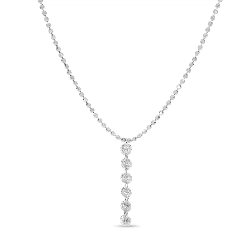 Personalized gold necklaces for women-14K White Gold 0.30ct. Dashing Diamond 6 Stone Drop Necklace