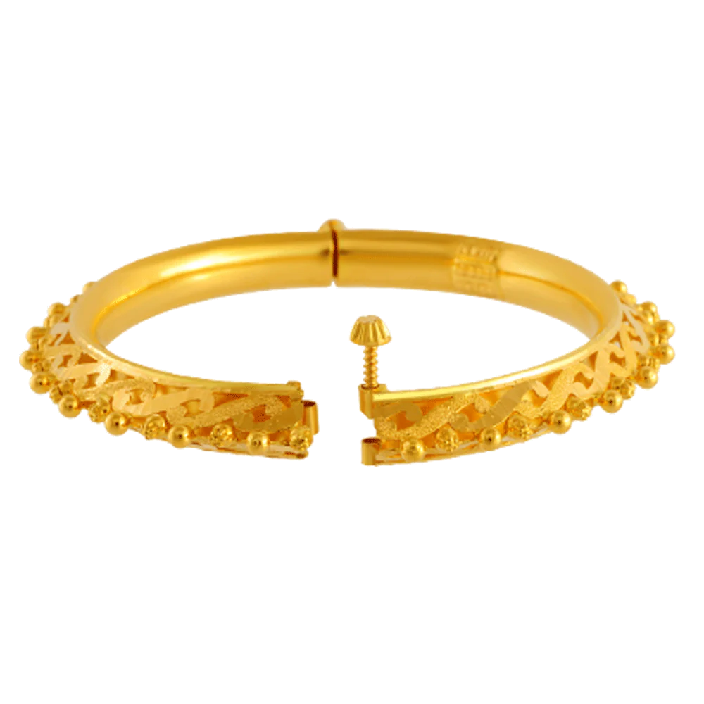 Women’s bangles with geometric shapes-22KT Yellow Gold Bangle For Women