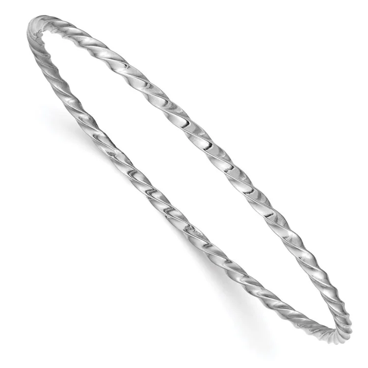 Affordable charm bracelets for women-14k White Gold 2.50mm Twisted Slip-on Bangle