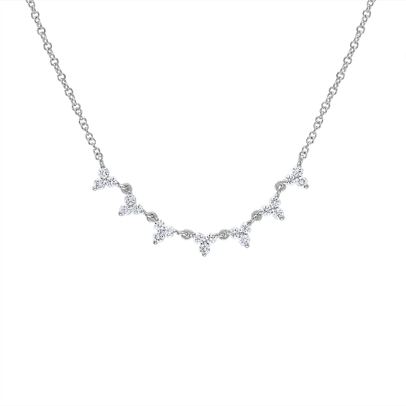 Women’s necklaces with flower designs-14KT GOLD DIAMOND SEVEN TRIO NECKLACE