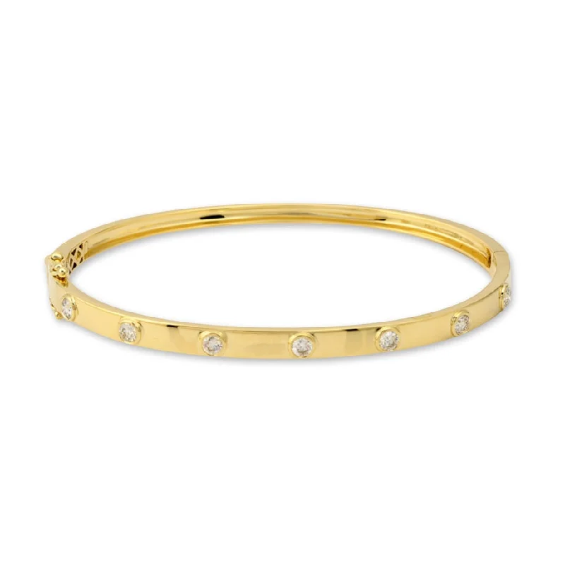 Stunning gemstone bangles with gold accents-Bezel Set Segment Round Diamond Bangle