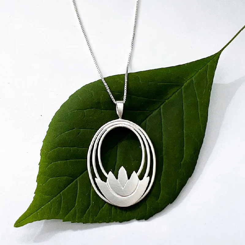 Unique gemstone necklaces for women-Lovely Lotus Necklace - Sterling Silver, Indonesia