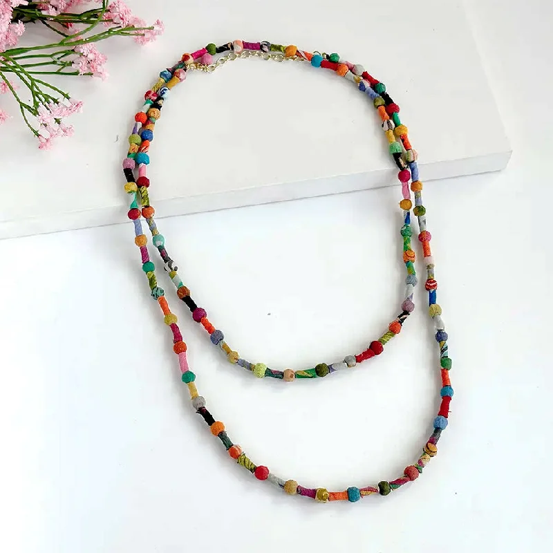 Stylish pendant necklaces for women-New Shapes Recycled Sari Necklace, India