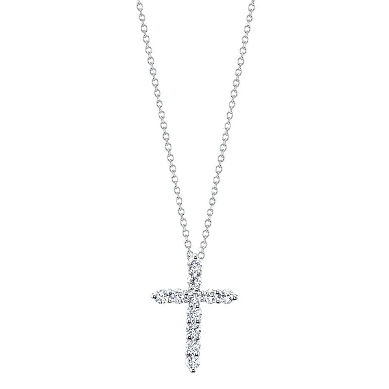 Luxurious necklaces for women with pearls-14K White Gold 0.25ct. Diamond Cross Necklace