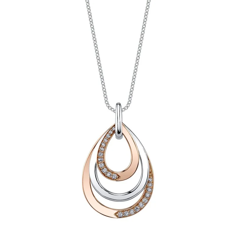 Minimalist silver necklaces for women-14K Two-Tone Gold 0.14ct. Diamond Teardrop Fashion Necklace