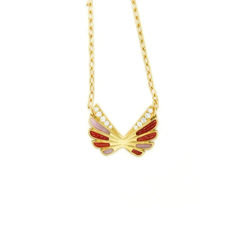 Timeless necklaces for women with diamonds-Pink Wings Charm Necklace