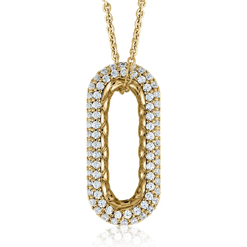 Stunning necklaces with opal stones for women-A. Jaffe 14K Yellow Gold 0.37cttw. Diamond Quilted Pendant Necklace