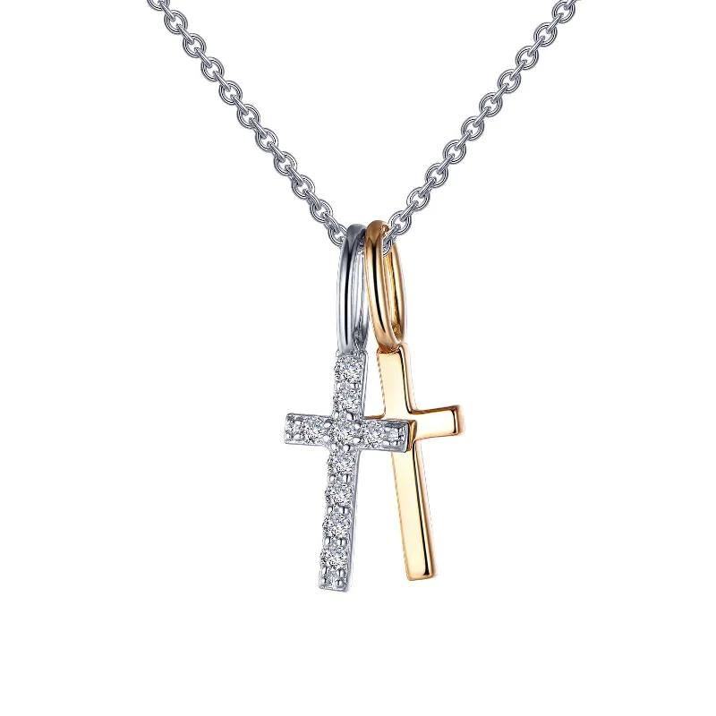 Stunning necklaces with opal stones for women-Lafonn Simulated Diamond Cross Shadow Pendant Necklace P0217CLT20