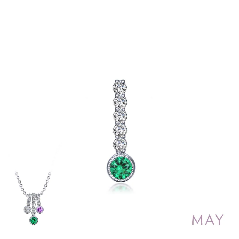 Stylish necklaces for women with gold accents-Lafonn May Birthstone Simulated Diamond & Emerald Large Love Pendant BP003EMP