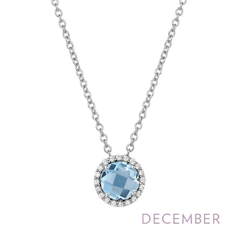 Statement necklaces for women with crystals-Lafonn Simulated Diamond & Genuine Blue Topaz Birthstone Necklace - December BN001BTP