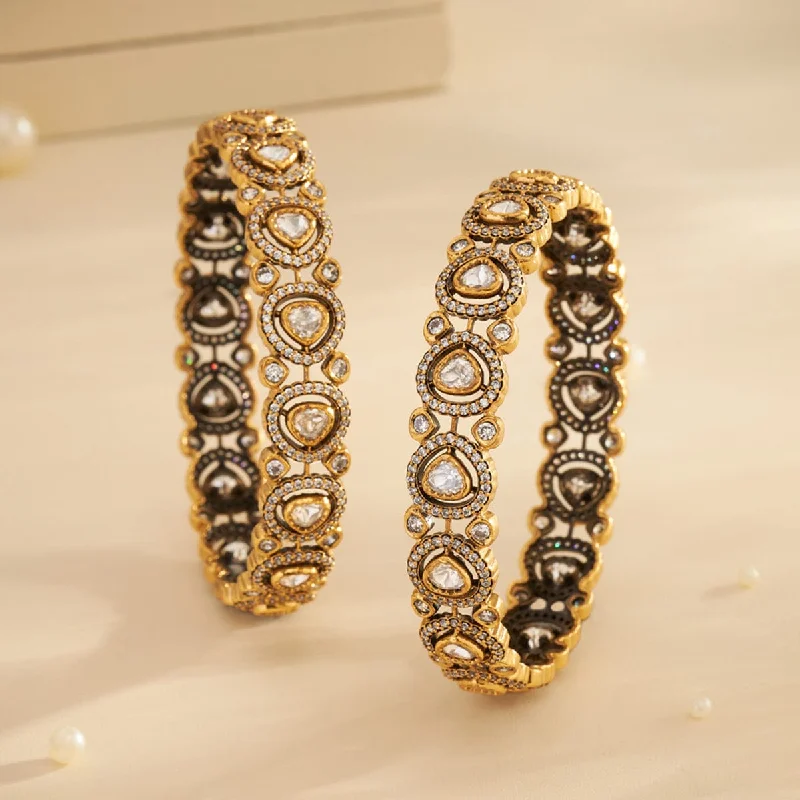 Trendy beaded bracelets for women-Kundan Bangle 163998