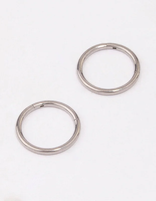 Chic earrings with diamond embellishments-Titanium Fine Sleeper Earring 8mm