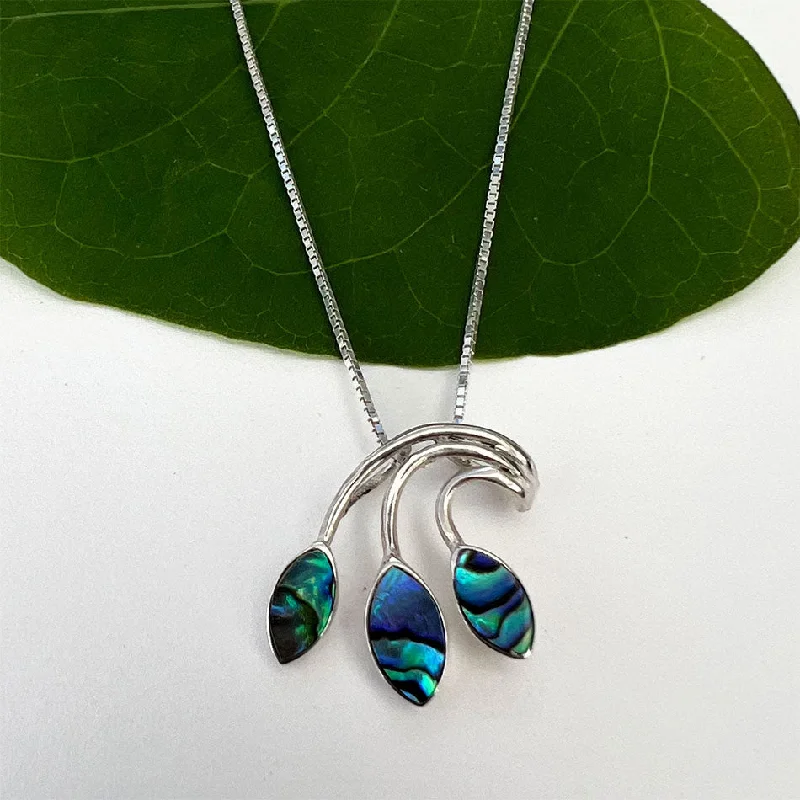 Women’s adjustable chain necklaces-Abalone Leaf Necklace - Sterling Silver, Indonesia