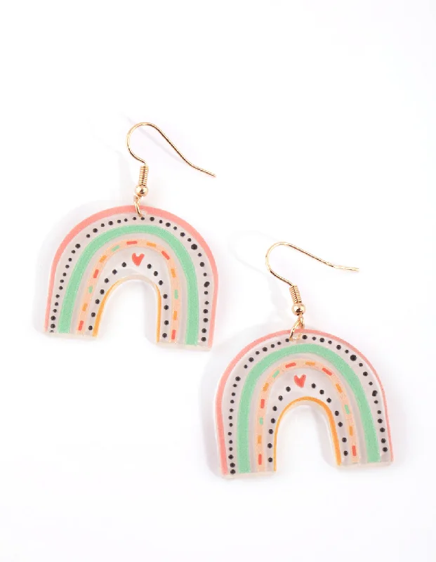 Elegant gold drop earrings for women-Pastel Rainbow Drop Earrings