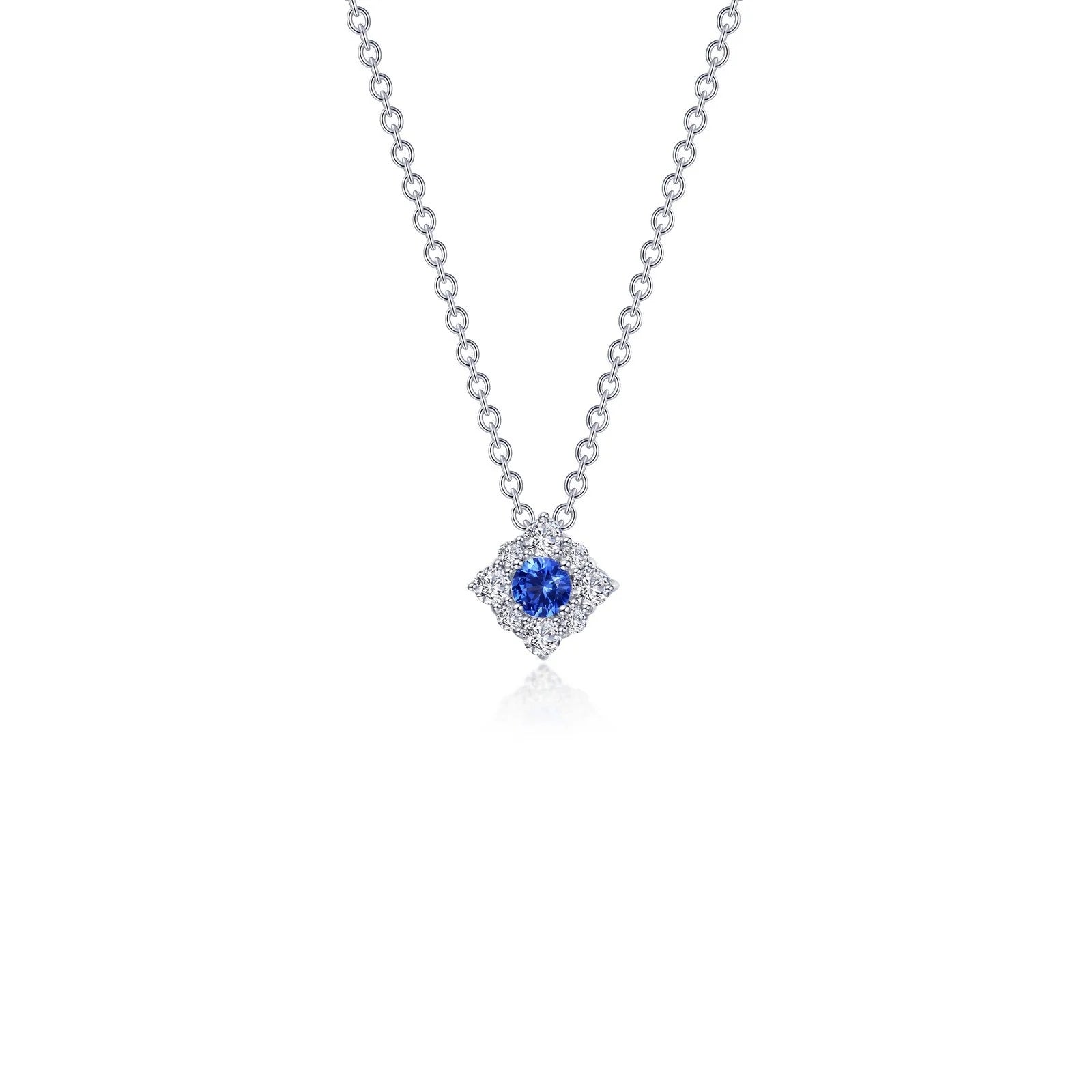 Beautiful necklaces for women with topaz stones-Lafonn Simulated Diamond & Blue Sapphire Halo Necklace N0324CSP18