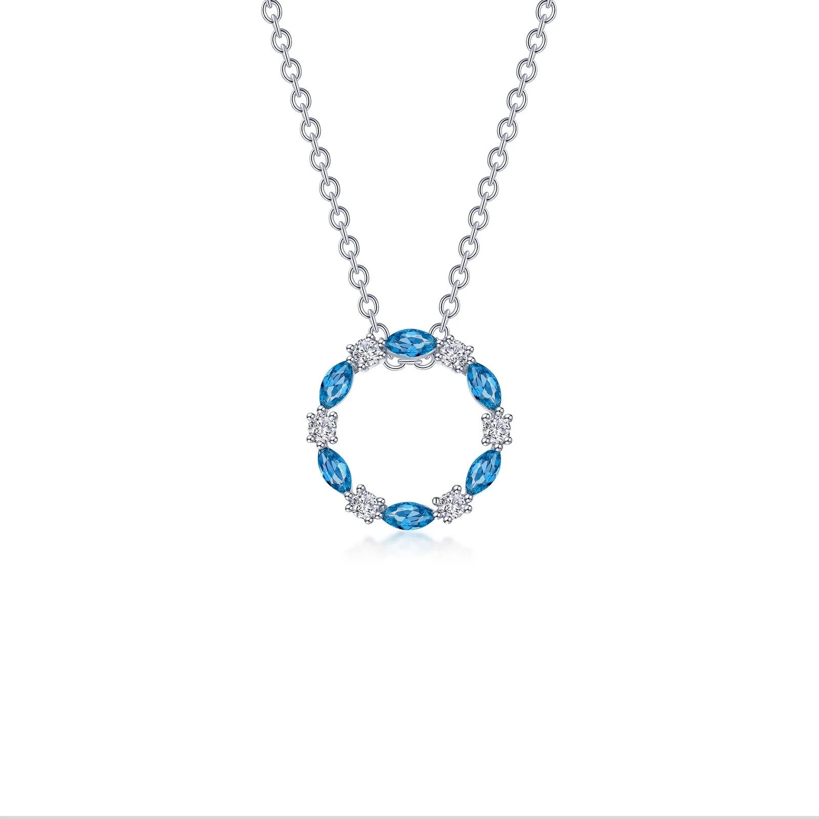 Stylish gold necklaces for women-Lafonn Simulated Diamond & Blue Topaz Open Circle Necklace N0328BTP20