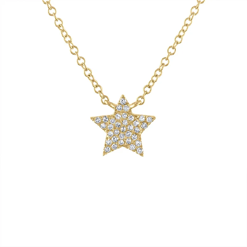 Stylish gemstone necklaces for women-14KT GOLD DIAMOND PAVE STAR NECKLACE