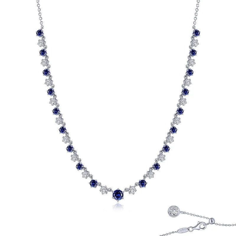 Elegant necklaces with emerald stones-Lafonn Simulated Diamond & Fancy Lab Grown Sapphire 4.91ct. Graduated Tennis Necklace SYN025SP16